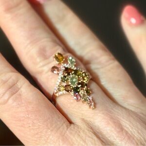 Stunning Natural Tourmaline Ring Rose Gold over 925 Sterling Silver Sz 8